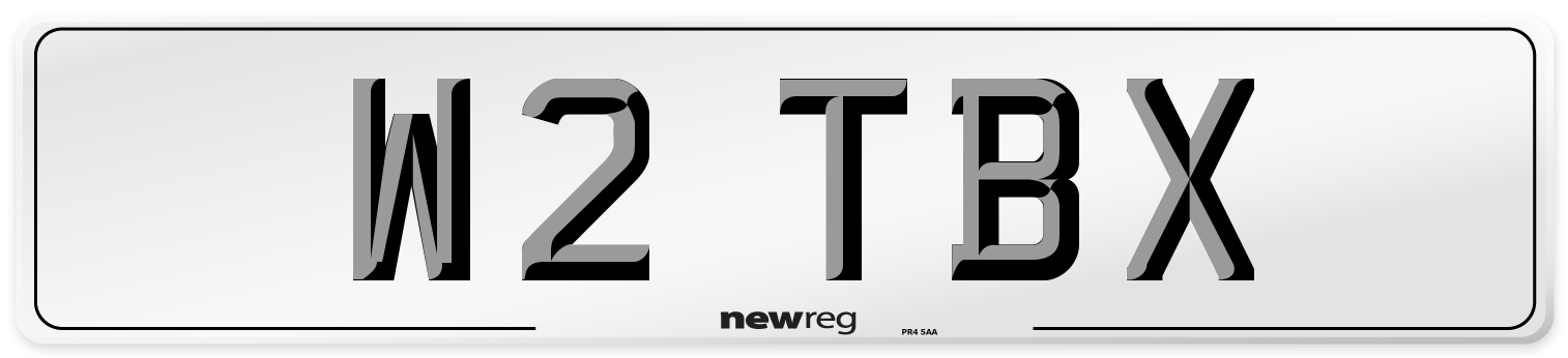 W2 TBX Number Plate from New Reg
